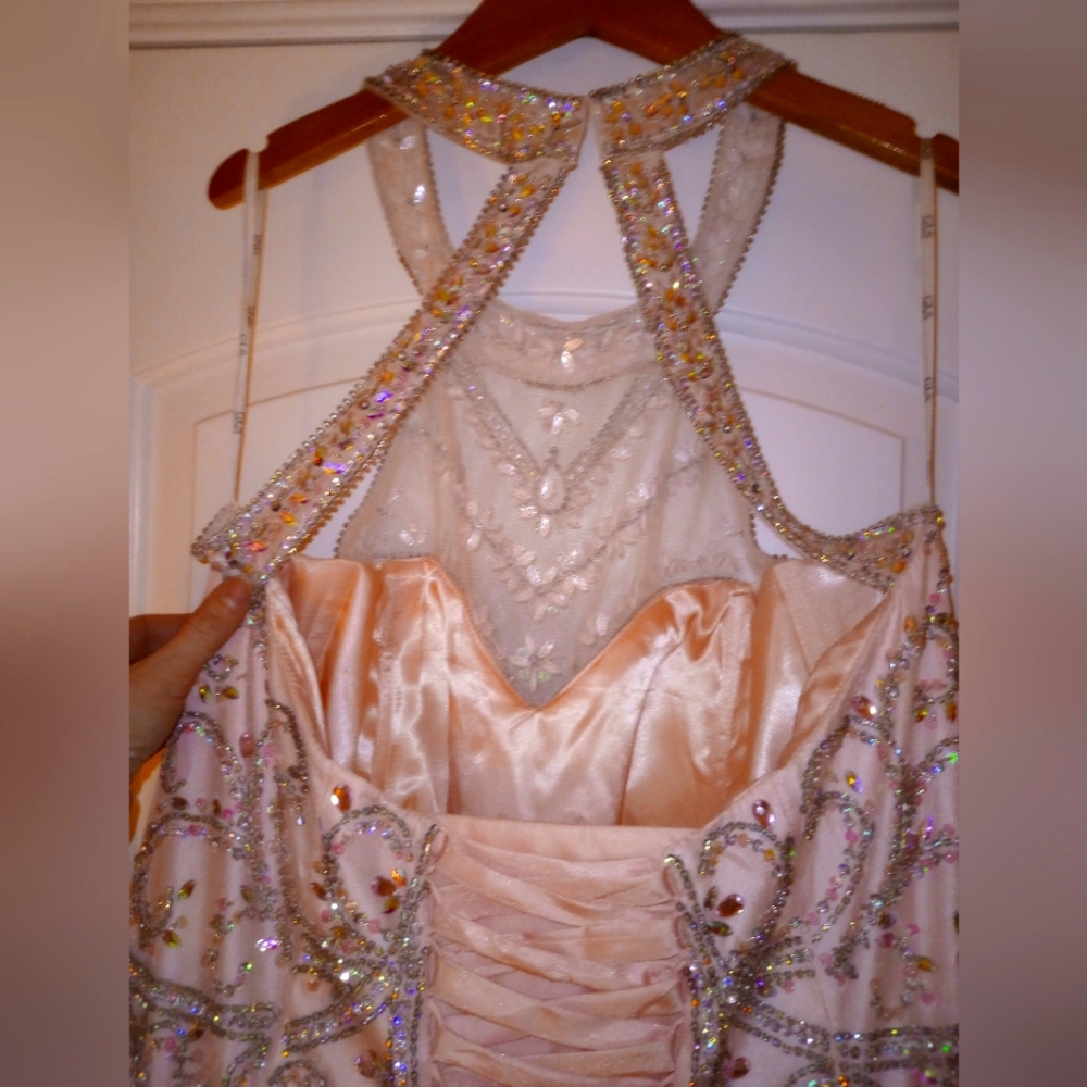 Baby pink and rhinestone ball gown